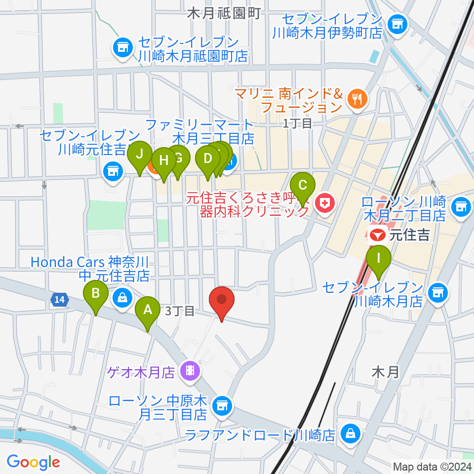 島倉学ミュージックスクール周辺のカフェ一覧地図