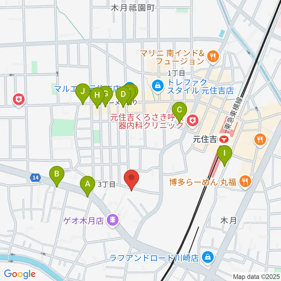 島倉学ミュージックスクール周辺のカフェ一覧地図