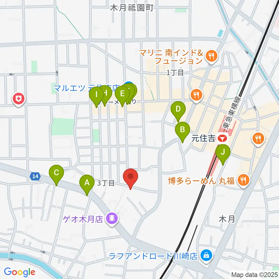 島倉学ミュージックスクール周辺のカフェ一覧地図