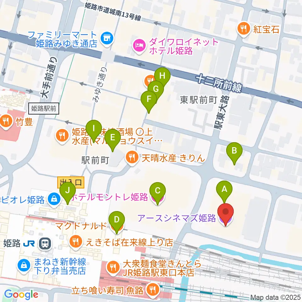 アースシネマズ姫路周辺のカフェ一覧地図