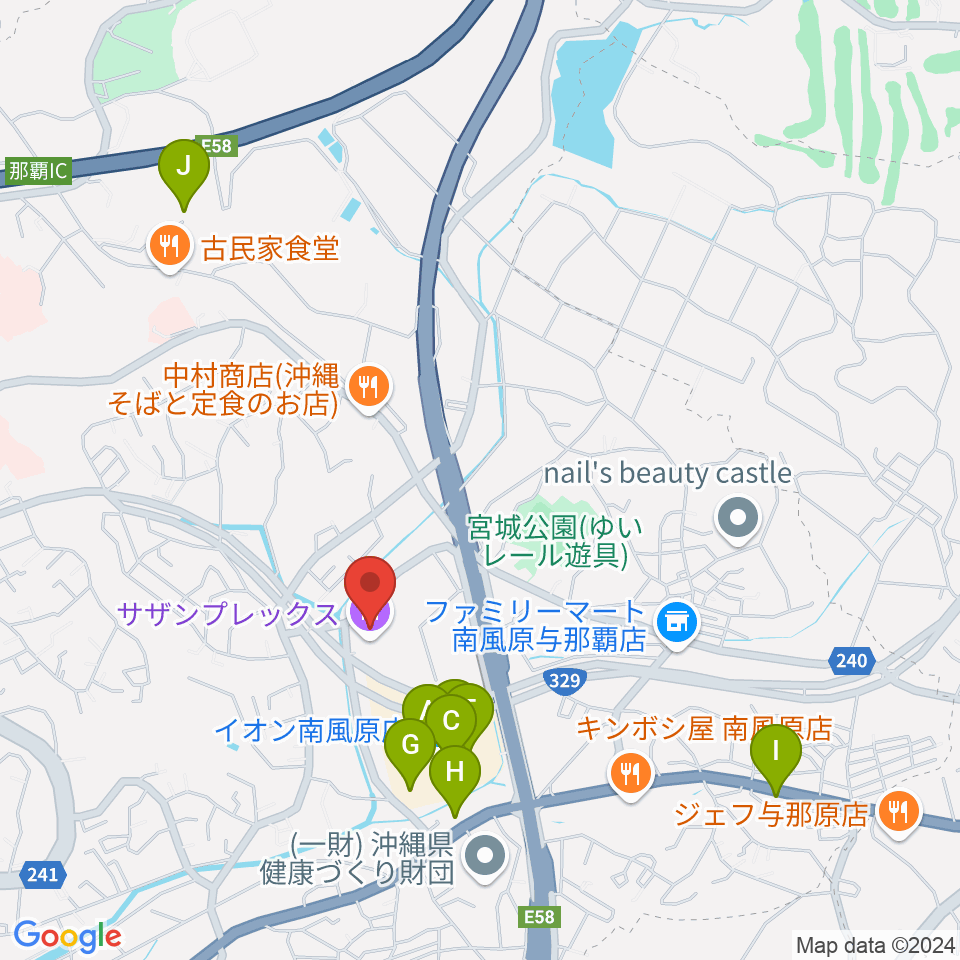 サザンプレックス周辺のカフェ一覧地図