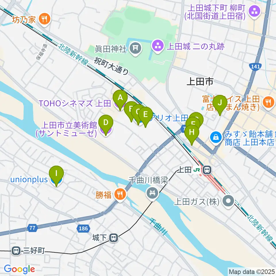 TOHOシネマズ上田周辺のカフェ一覧地図