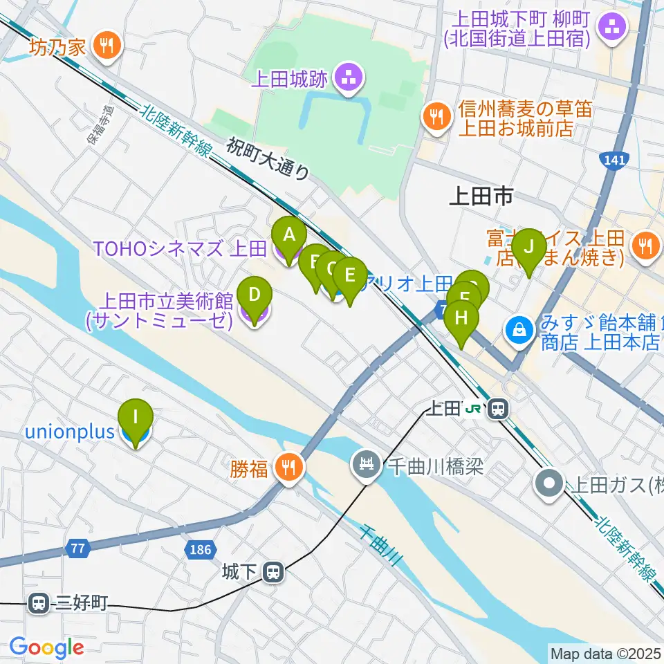 TOHOシネマズ上田周辺のカフェ一覧地図