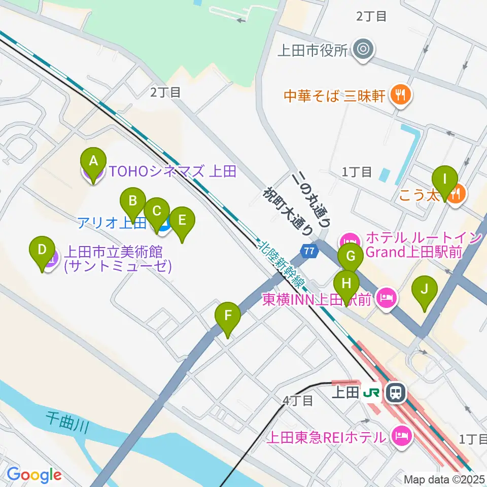TOHOシネマズ上田周辺のカフェ一覧地図