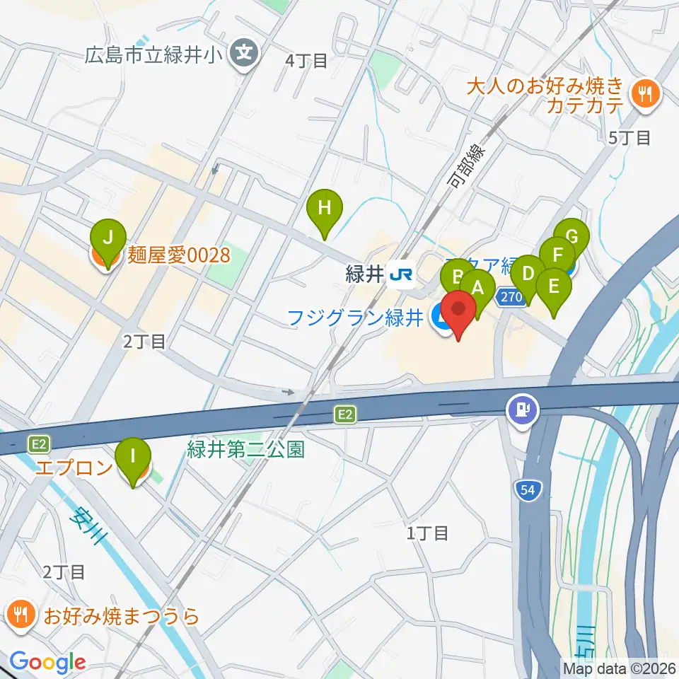 Tohoシネマズ緑井 周辺のカフェ一覧マップ