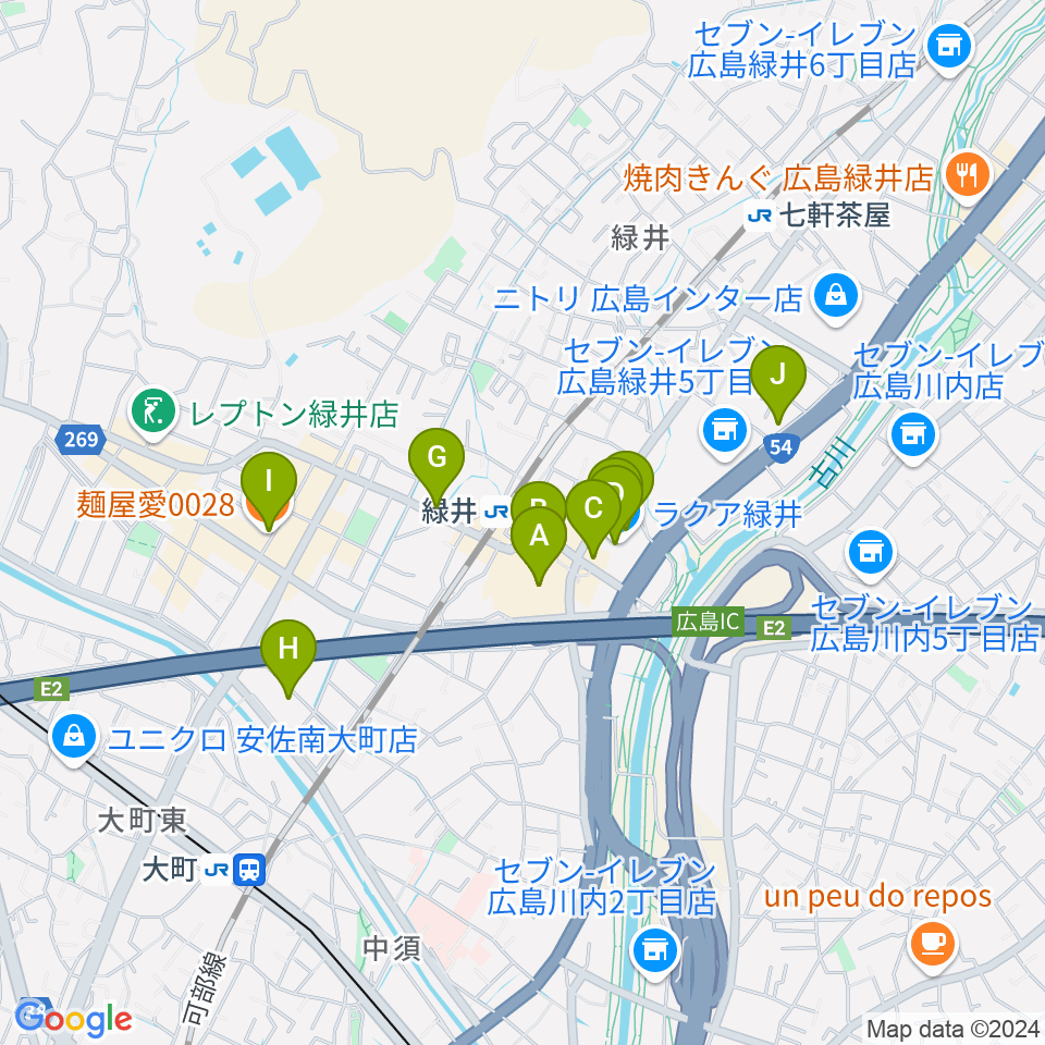 TOHOシネマズ緑井周辺のカフェ一覧地図