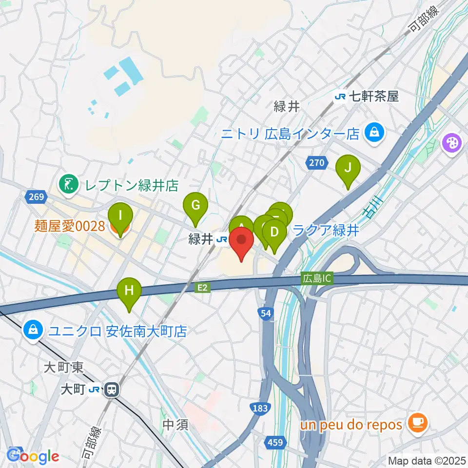 TOHOシネマズ緑井周辺のカフェ一覧地図