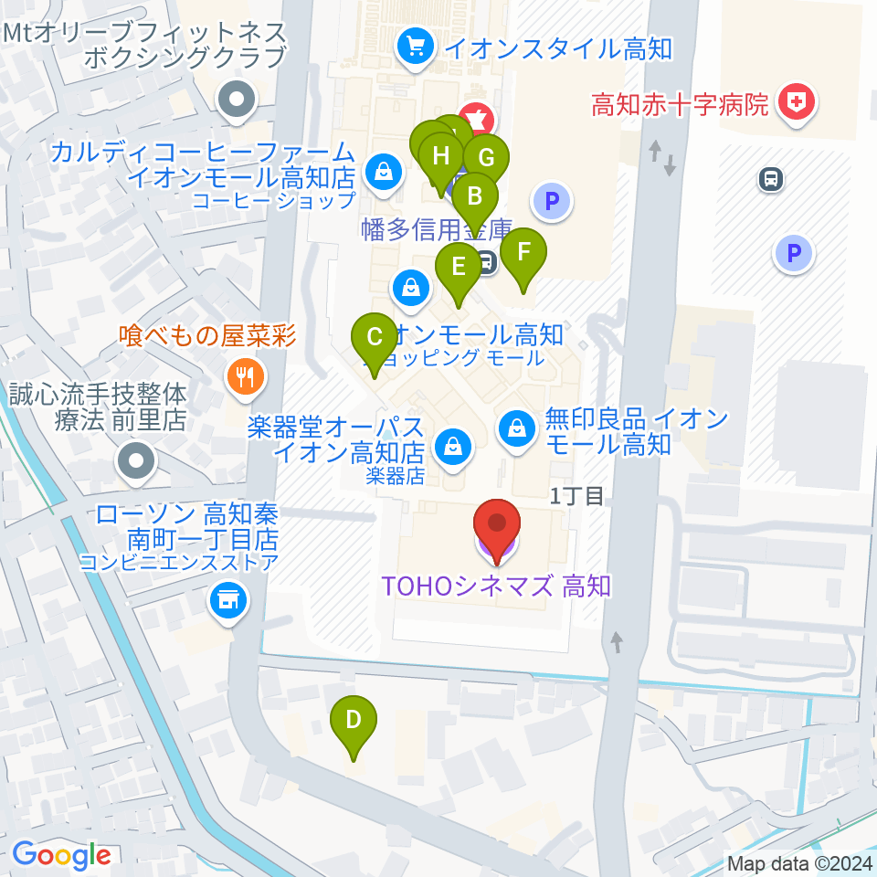 TOHOシネマズ高知周辺のカフェ一覧地図