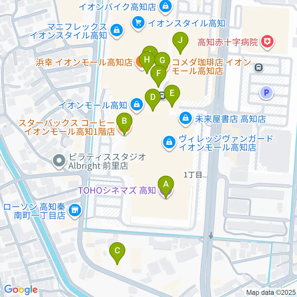 TOHOシネマズ高知周辺のカフェ一覧地図