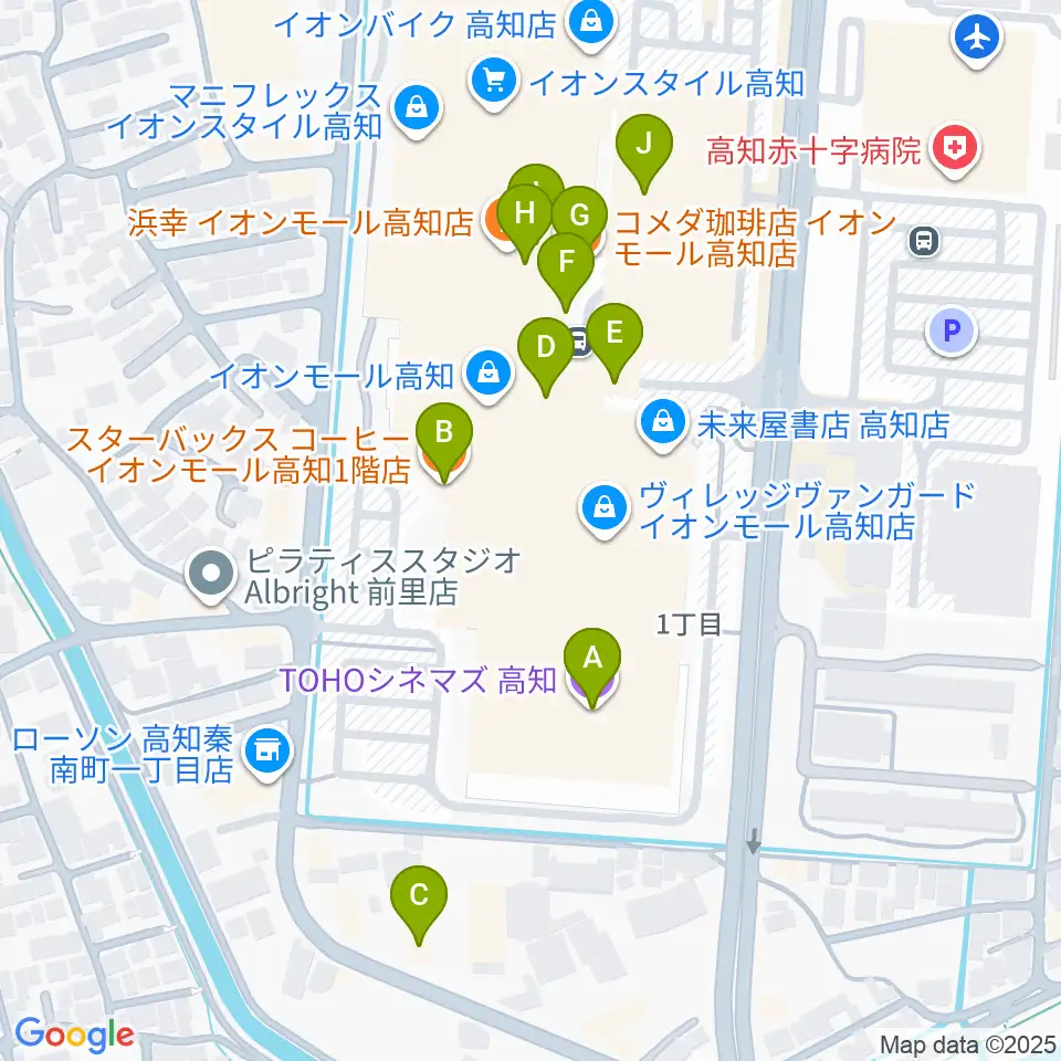 TOHOシネマズ高知周辺のカフェ一覧地図