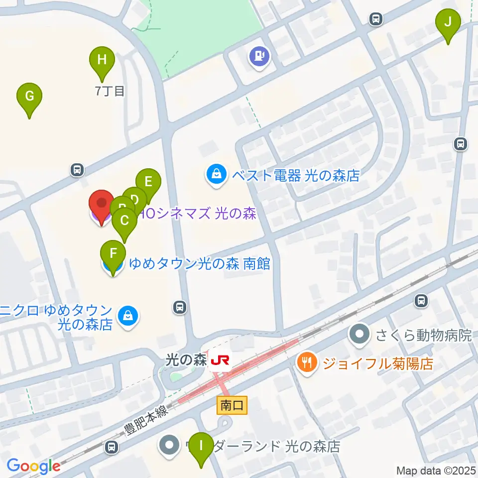 TOHOシネマズ光の森周辺のカフェ一覧地図