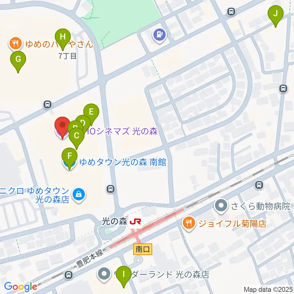 TOHOシネマズ光の森周辺のカフェ一覧地図