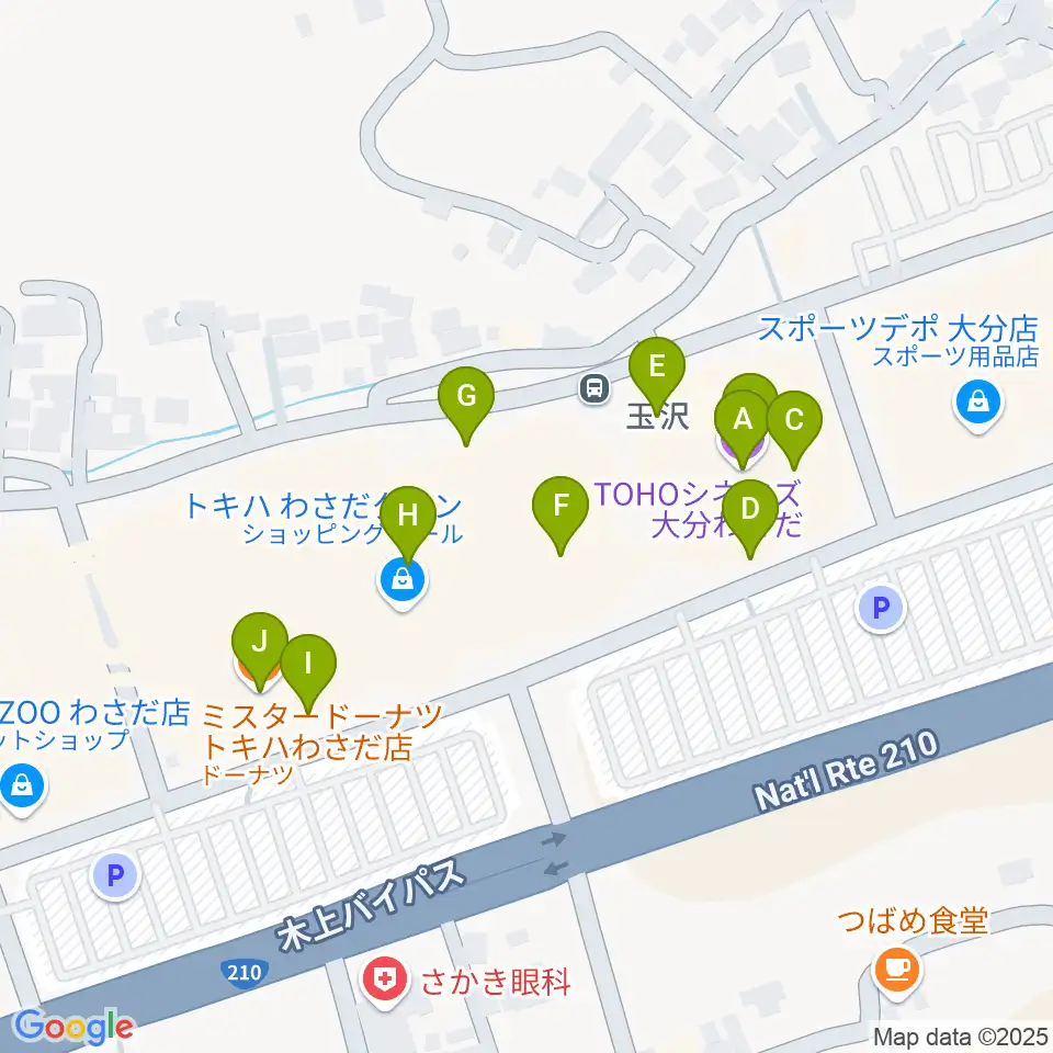 TOHOシネマズ大分わさだ周辺のカフェ一覧地図
