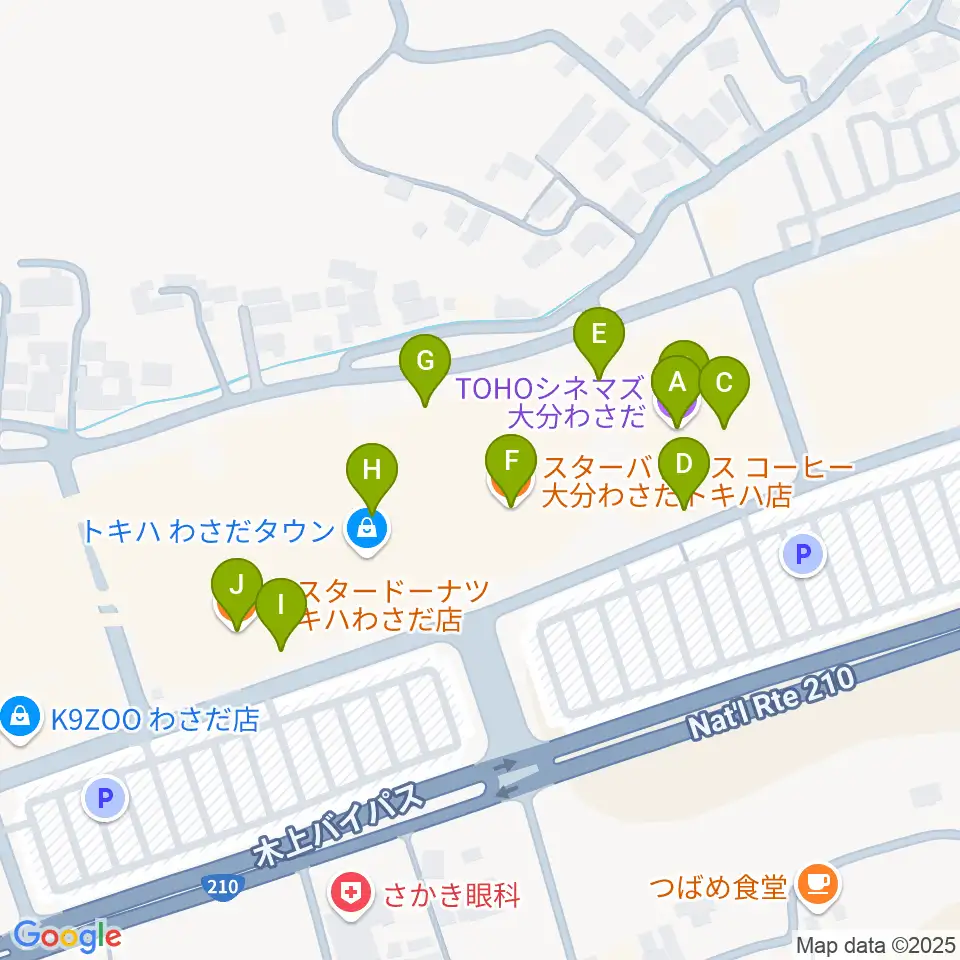 TOHOシネマズ大分わさだ周辺のカフェ一覧地図