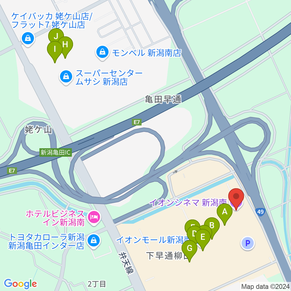 イオンシネマ新潟南周辺のカフェ一覧地図