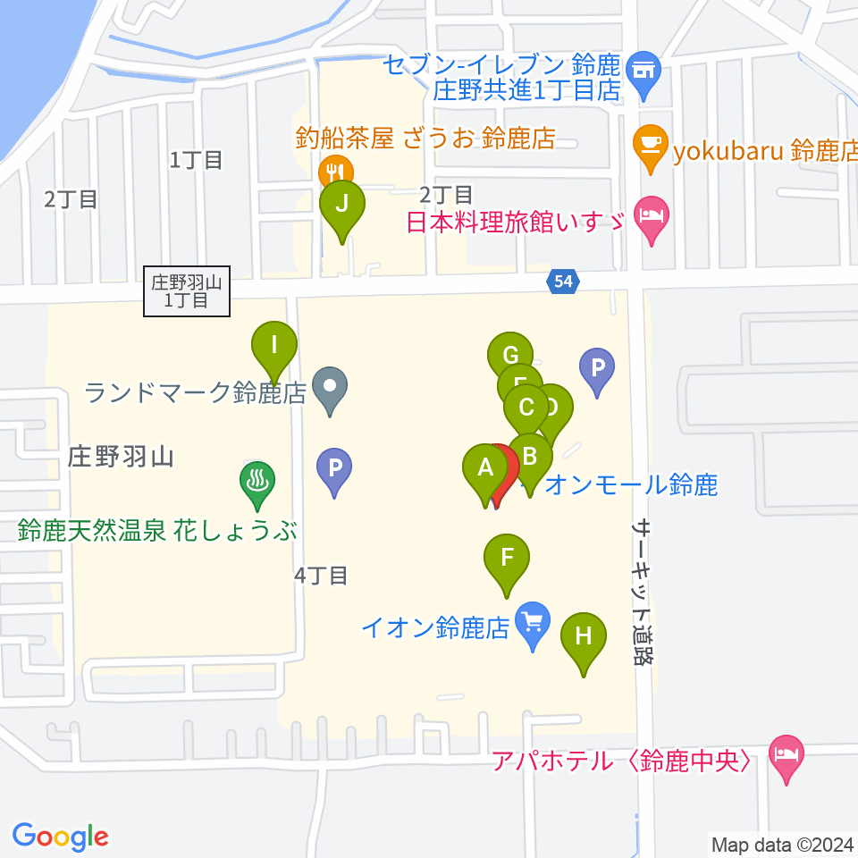 イオンシネマ鈴鹿周辺のカフェ一覧地図