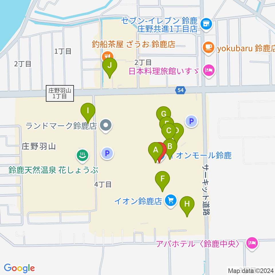 イオンシネマ鈴鹿周辺のカフェ一覧地図