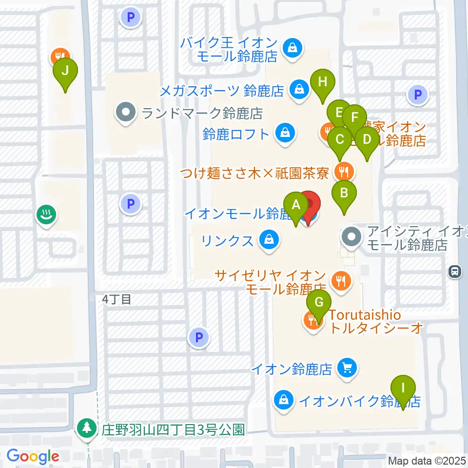 イオンシネマ鈴鹿周辺のカフェ一覧地図