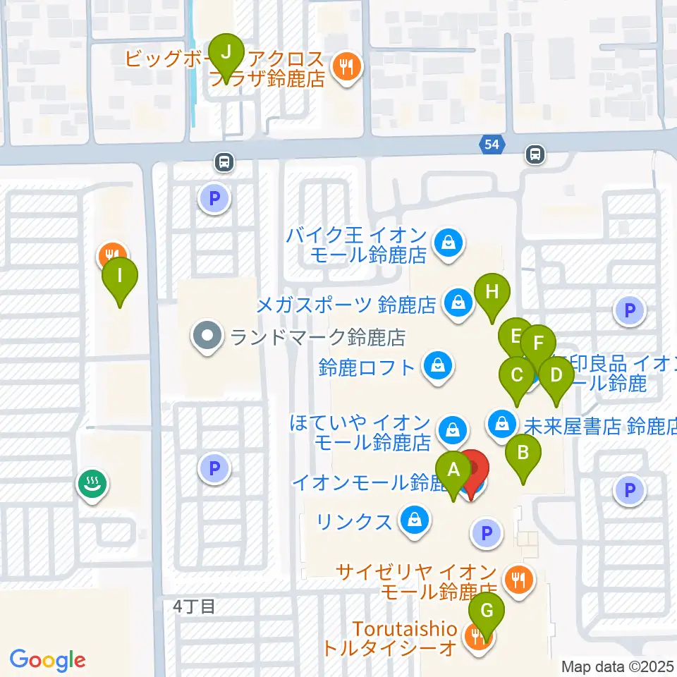 イオンシネマ鈴鹿周辺のカフェ一覧地図