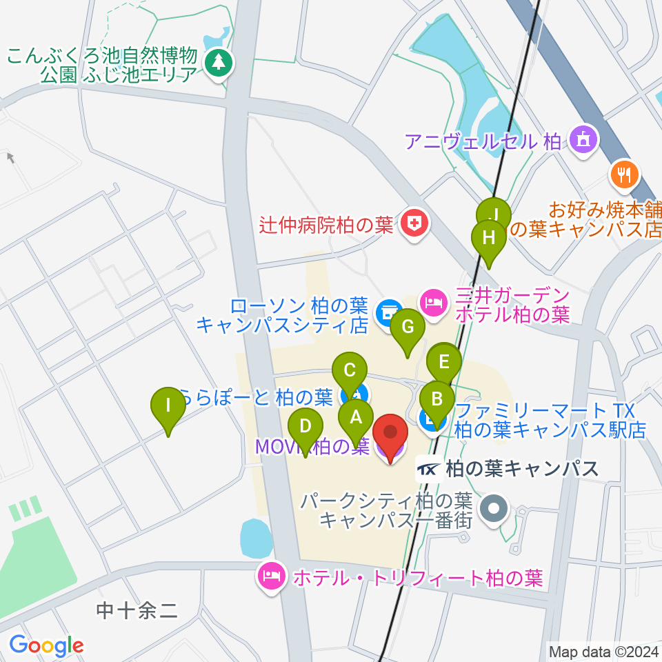 MOVIX柏の葉周辺のカフェ一覧地図