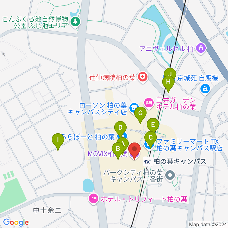 MOVIX柏の葉周辺のカフェ一覧地図