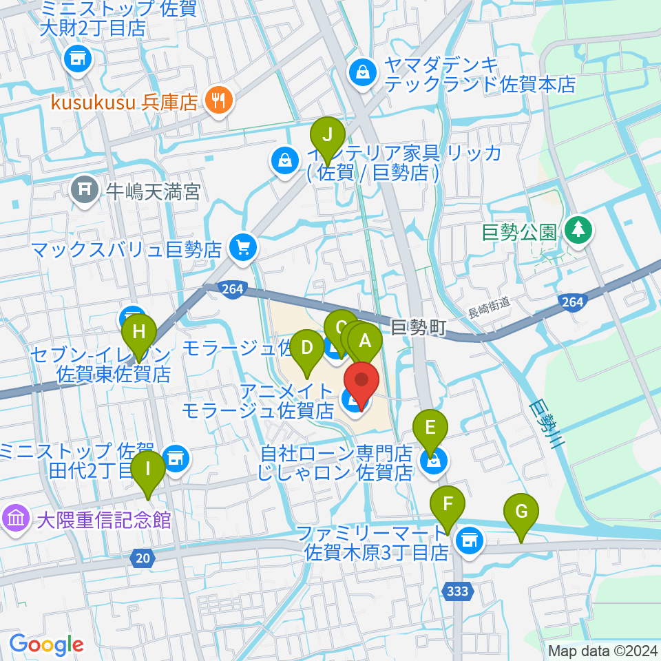 109シネマズ佐賀周辺のカフェ一覧地図