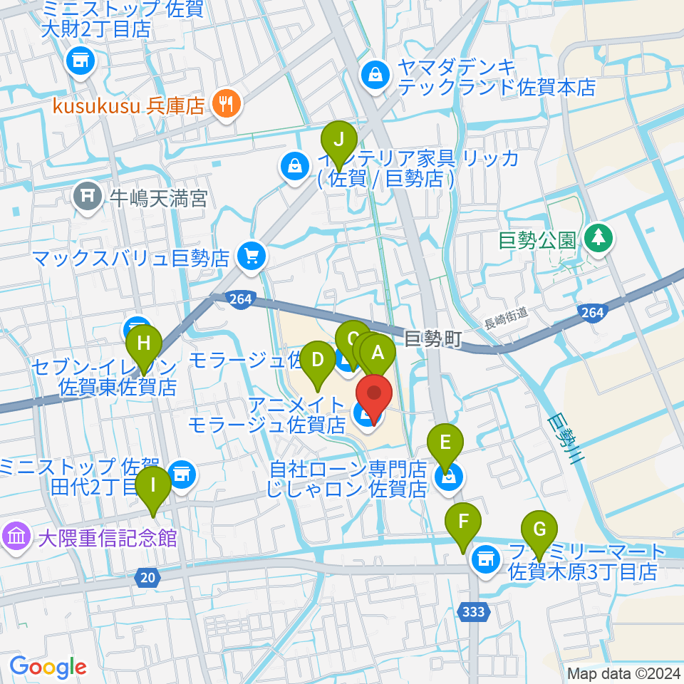 109シネマズ佐賀周辺のカフェ一覧地図