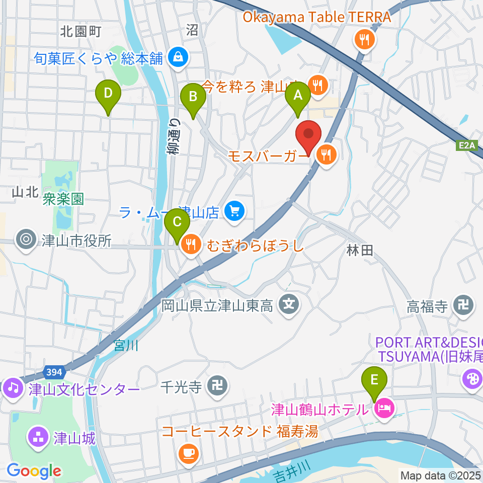 ヨシダミュージック周辺のカフェ一覧地図