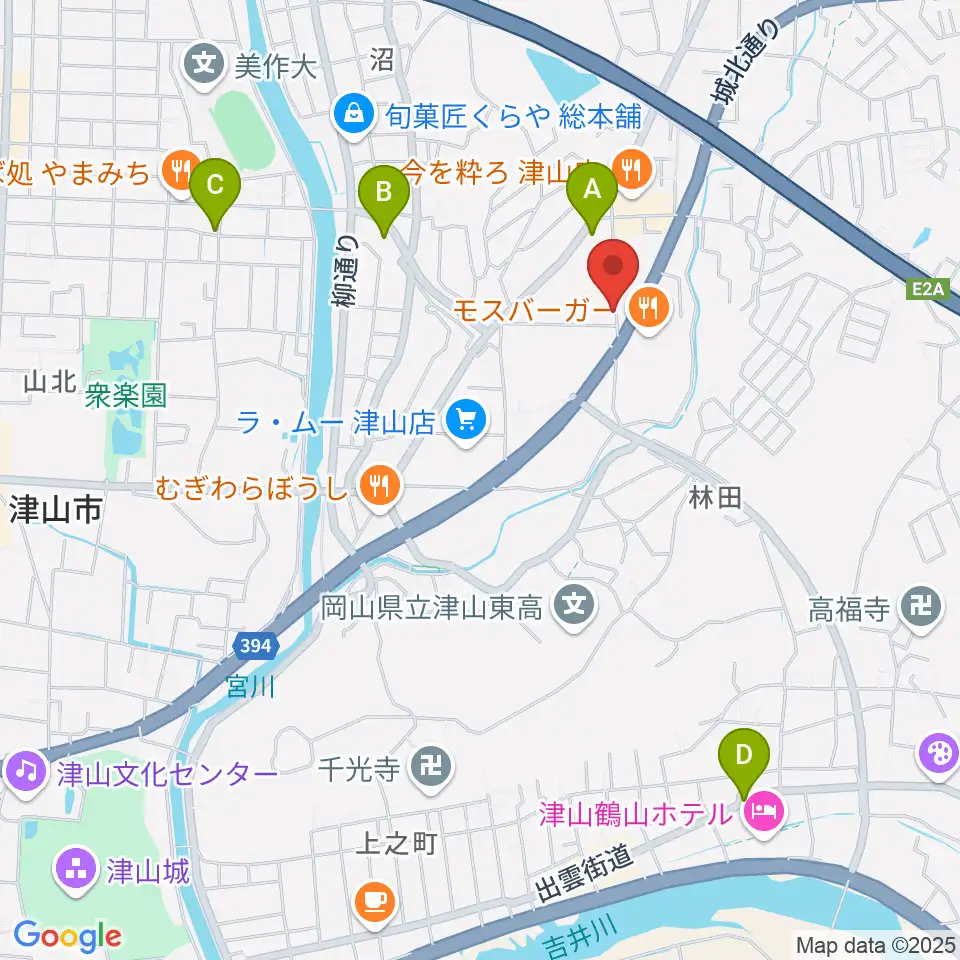 ヨシダミュージック周辺のカフェ一覧地図