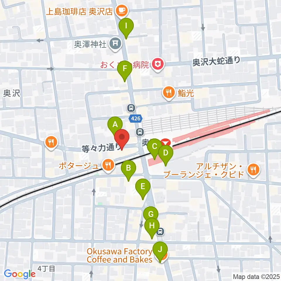 スタジオベイド自由が丘店周辺のカフェ一覧地図