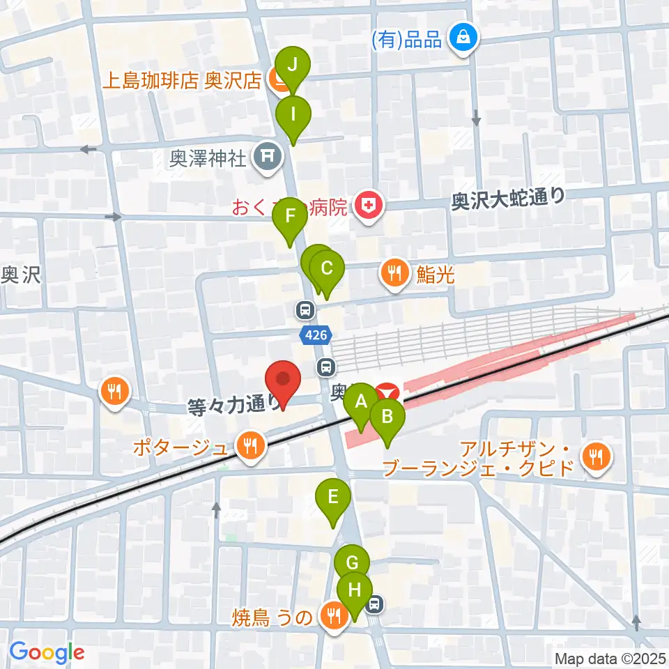 スタジオベイド自由が丘店周辺のカフェ一覧地図