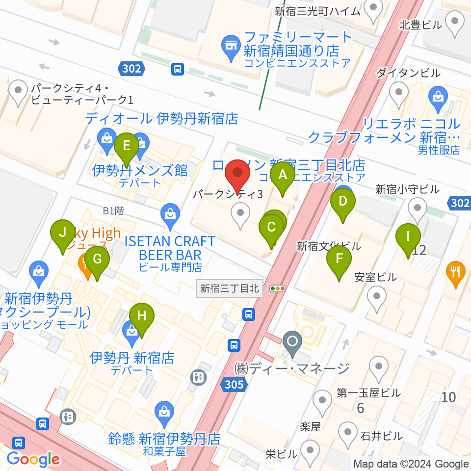 テアトル新宿周辺のカフェ一覧地図