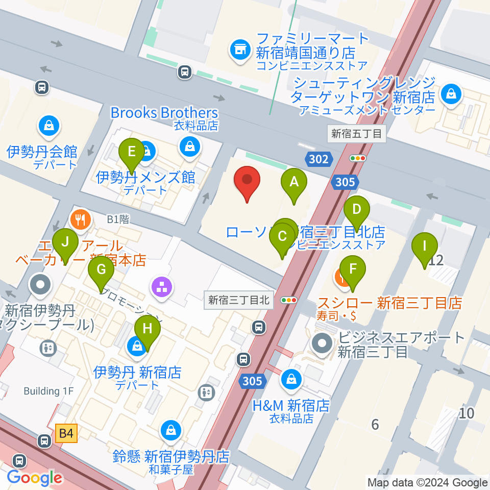 テアトル新宿周辺のカフェ一覧地図