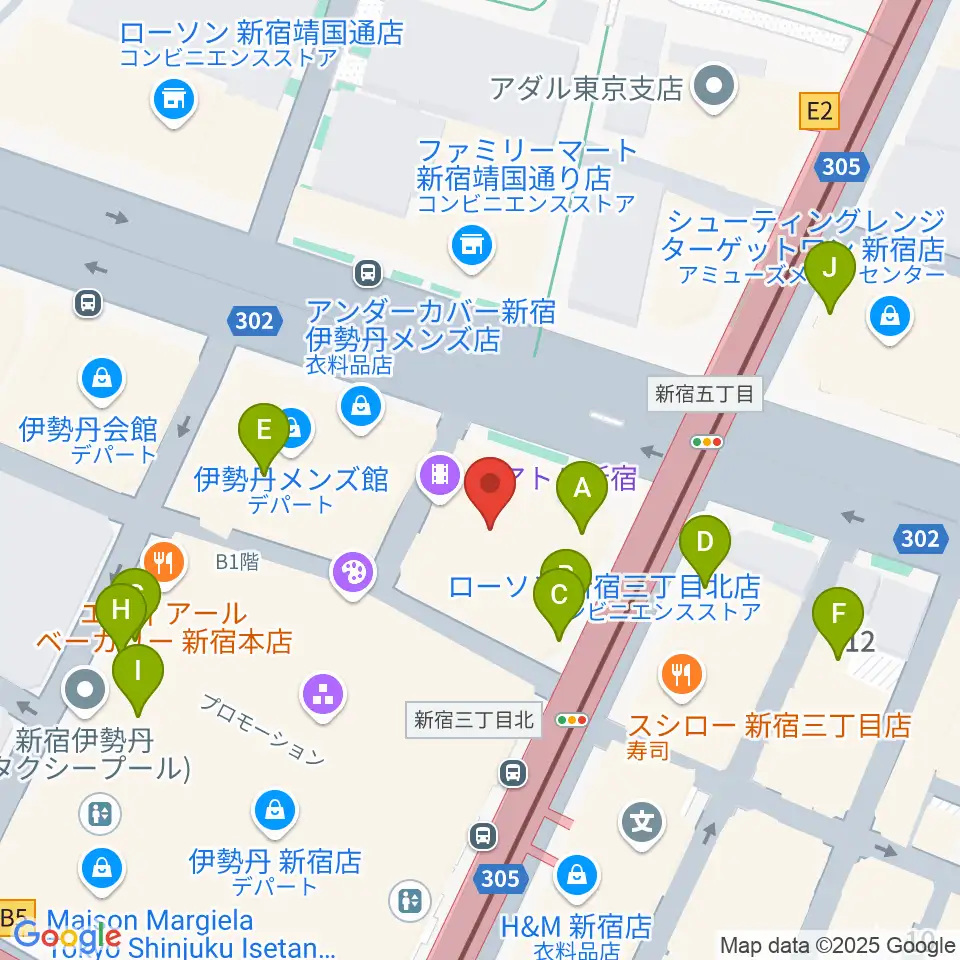 テアトル新宿周辺のカフェ一覧地図