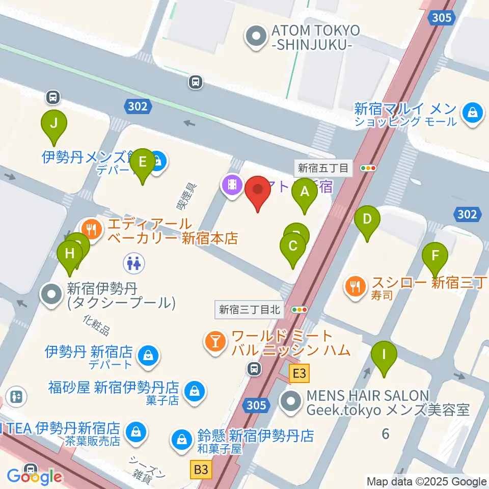 テアトル新宿周辺のカフェ一覧地図