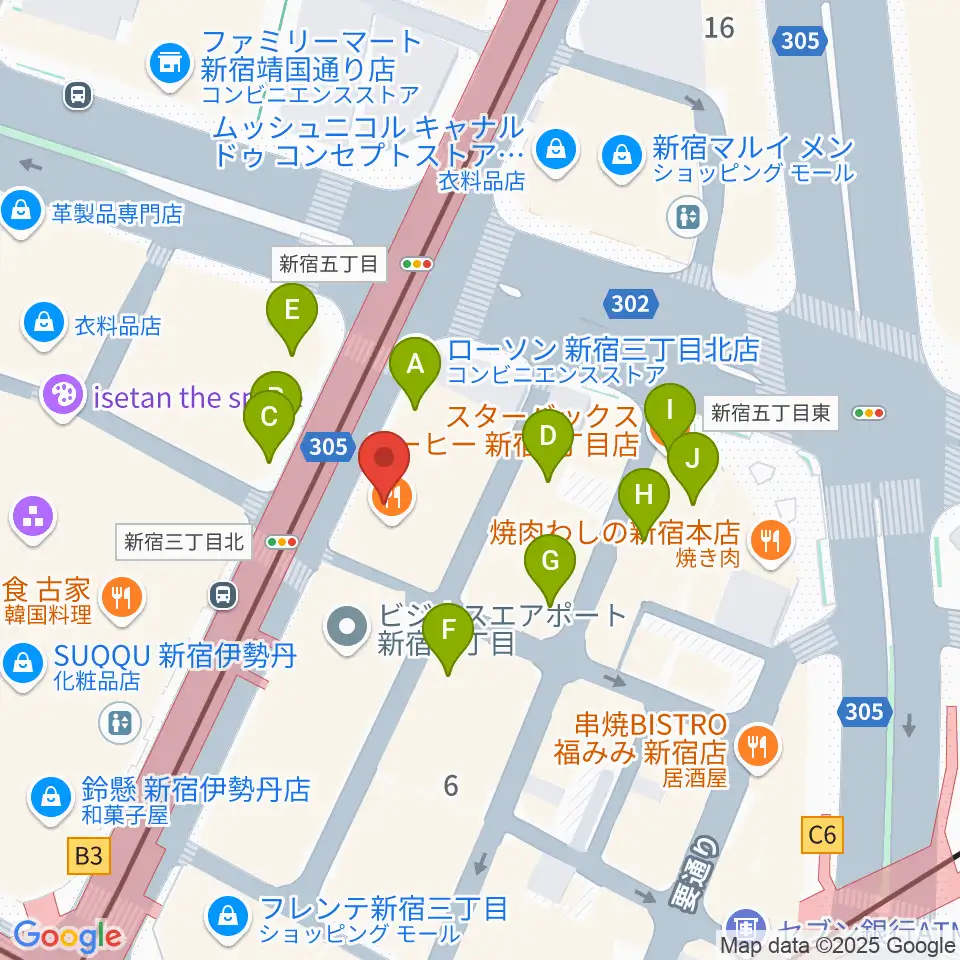 シネマート新宿周辺のカフェ一覧地図
