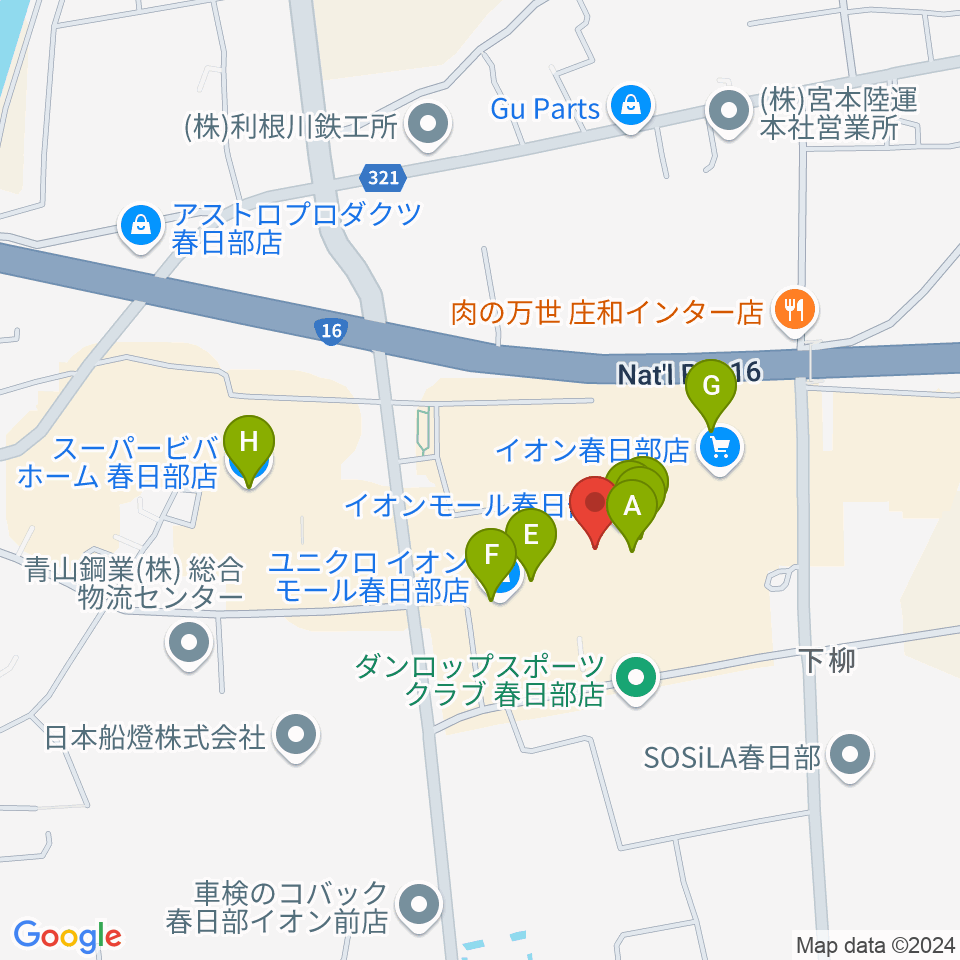 イオンシネマ春日部周辺のカフェ一覧地図