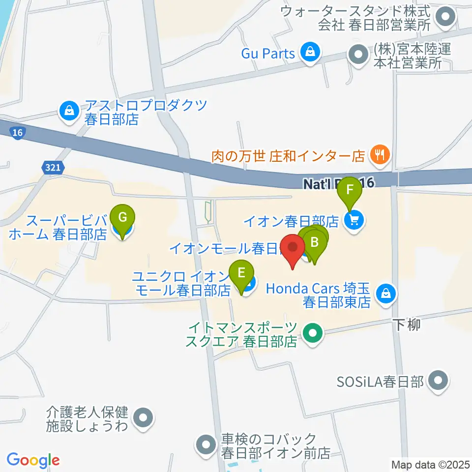 イオンシネマ春日部周辺のカフェ一覧地図
