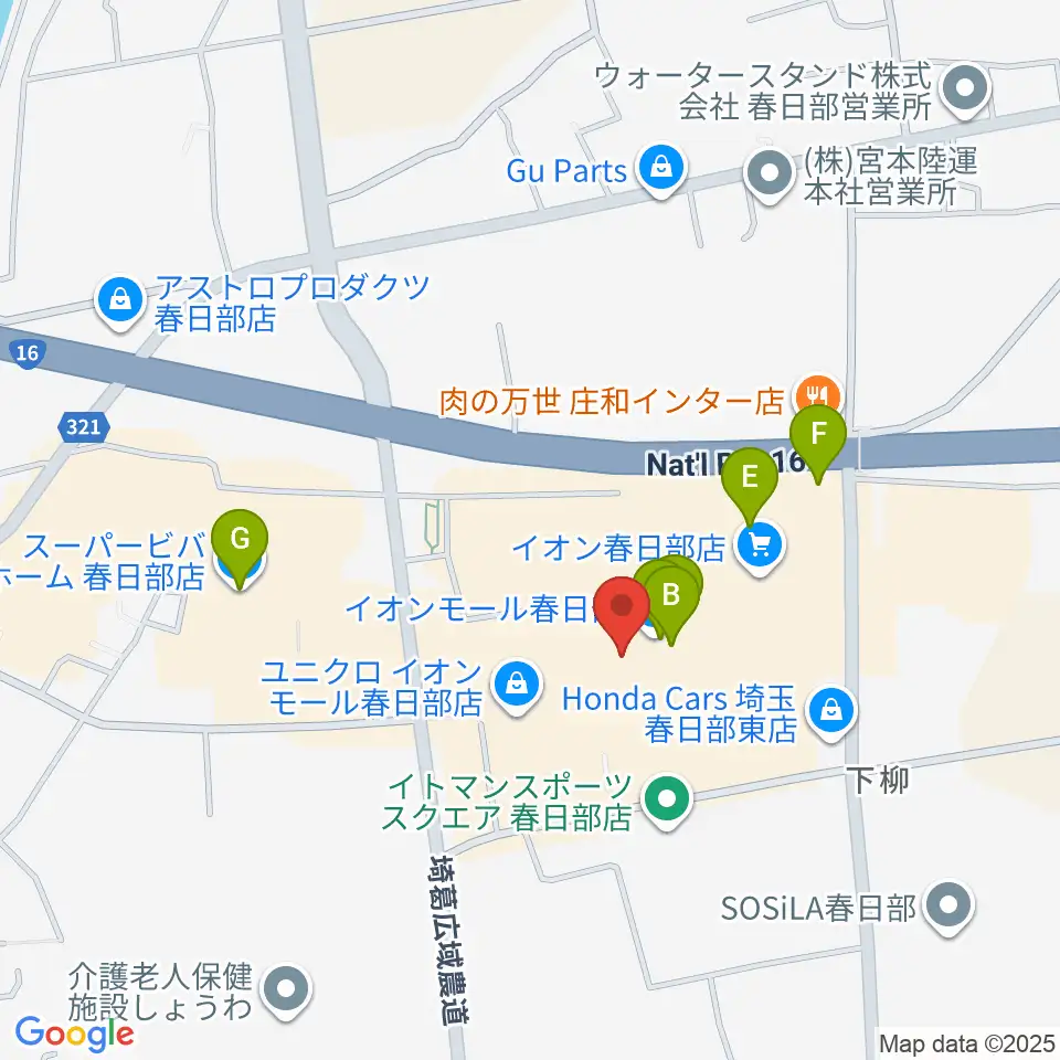 イオンシネマ春日部周辺のカフェ一覧地図