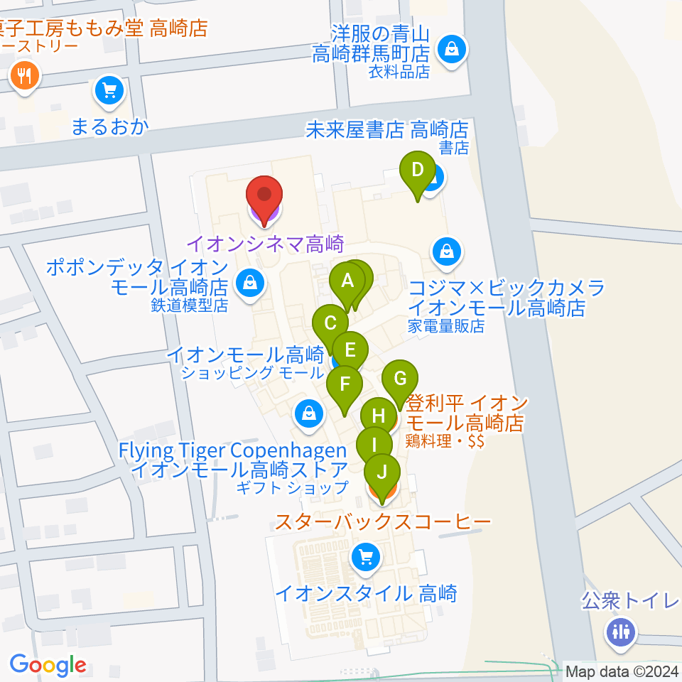 イオンシネマ高崎周辺のカフェ一覧地図