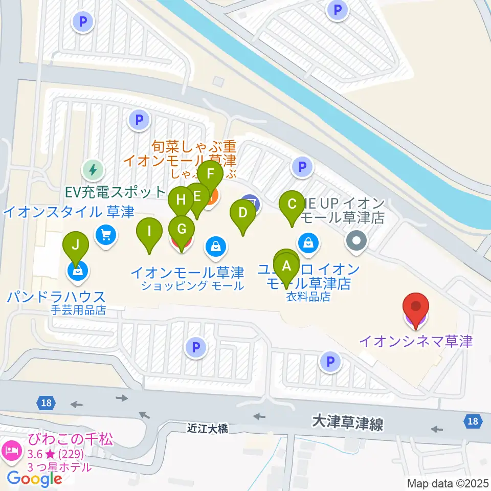 イオンシネマ草津周辺のカフェ一覧地図