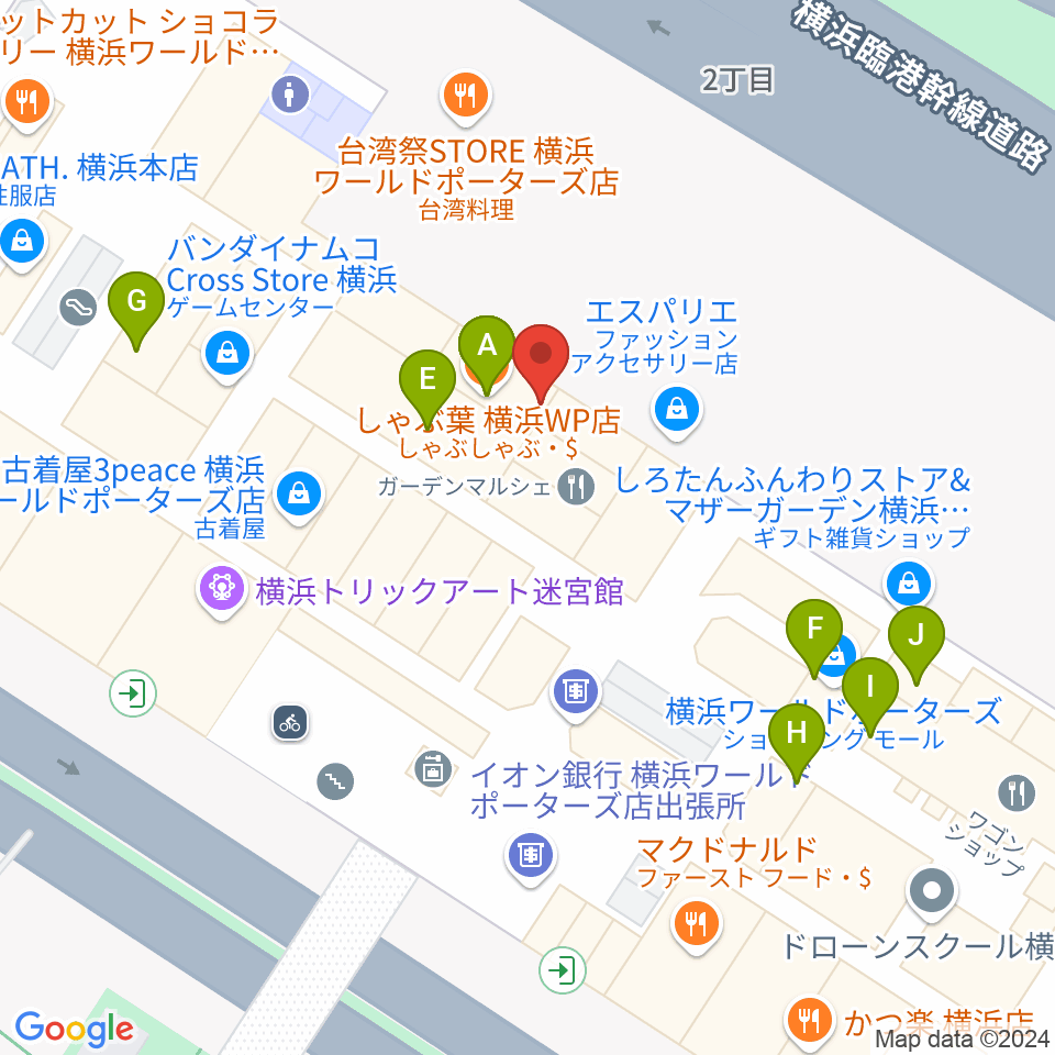 イオンシネマみなとみらい周辺のカフェ一覧地図