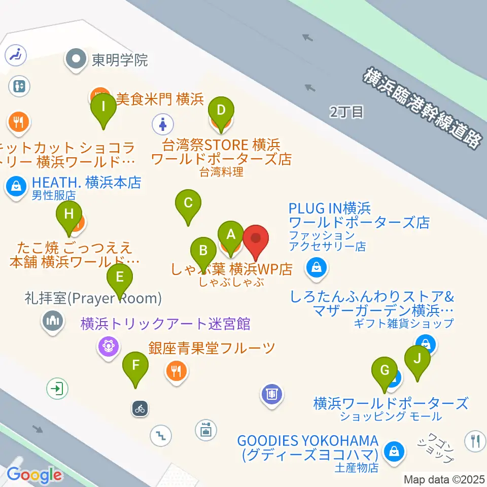 イオンシネマみなとみらい周辺のカフェ一覧地図