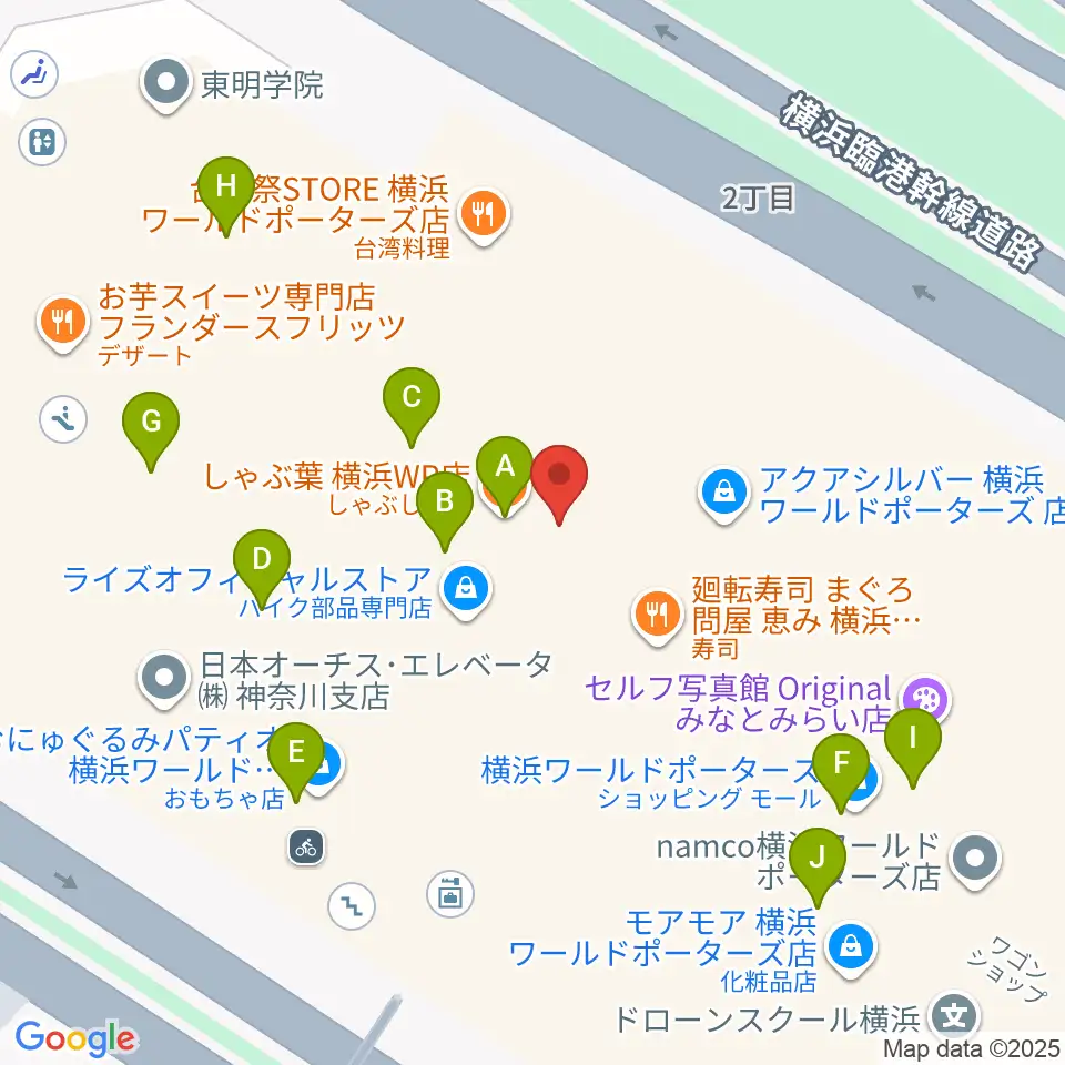 イオンシネマみなとみらい周辺のカフェ一覧地図