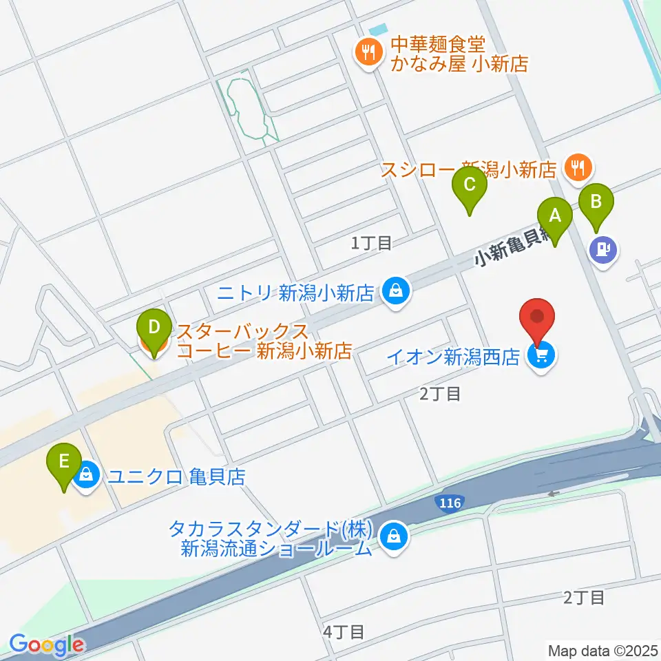 イオンシネマ新潟西周辺のカフェ一覧地図