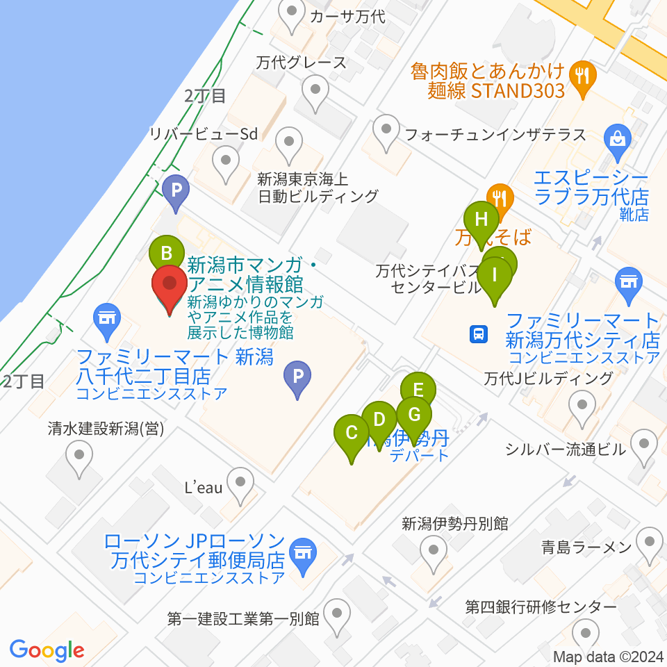 T・ジョイ新潟万代周辺のカフェ一覧地図