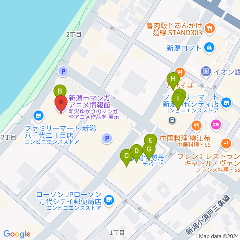 T・ジョイ新潟万代周辺のカフェ一覧地図