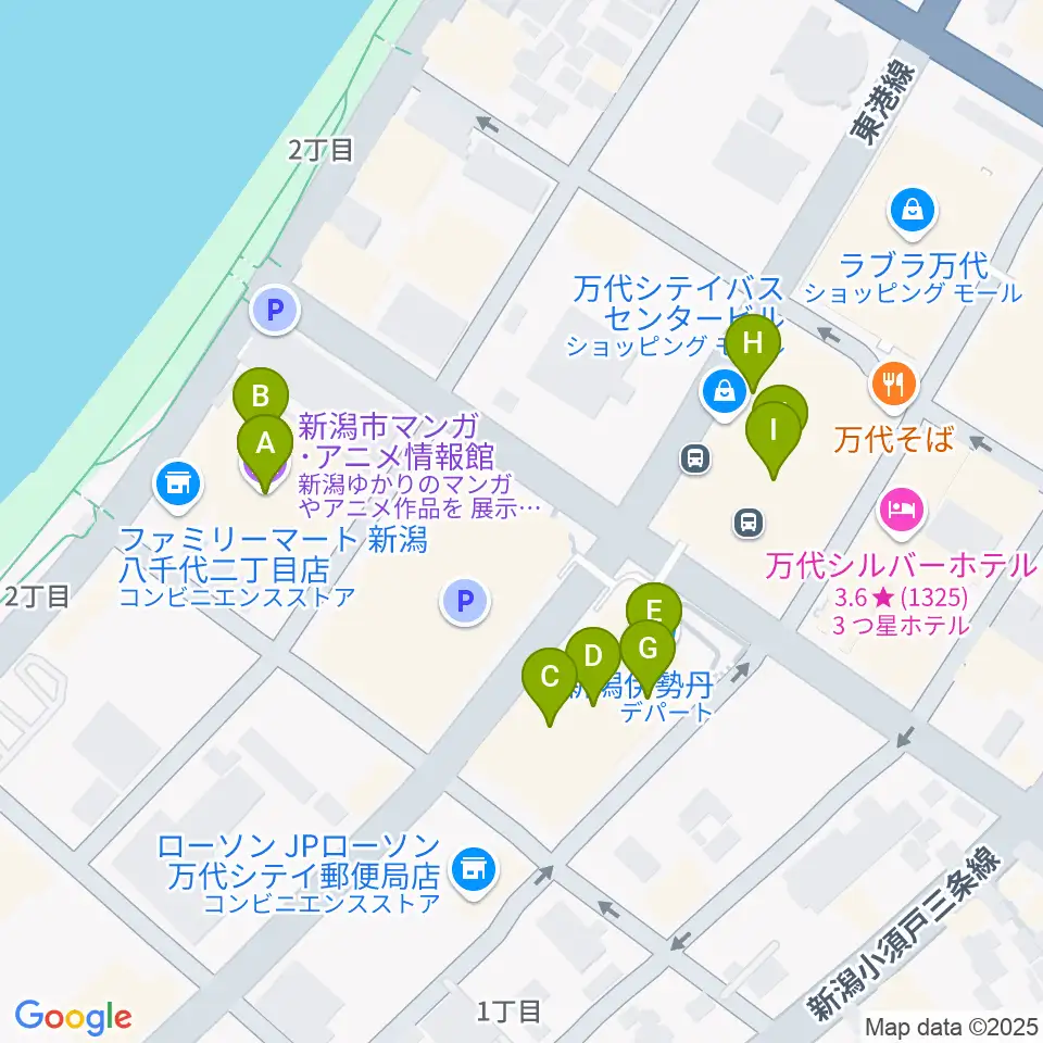 T・ジョイ新潟万代周辺のカフェ一覧地図