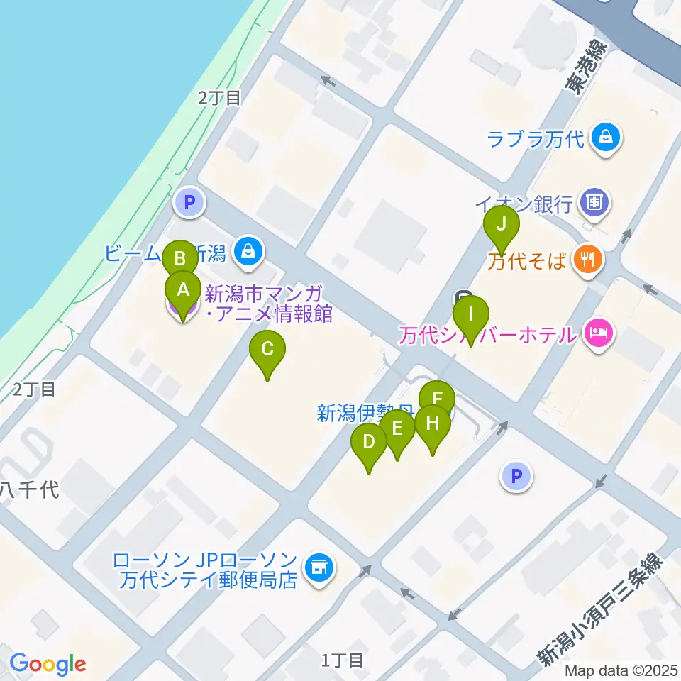 T・ジョイ新潟万代周辺のカフェ一覧地図