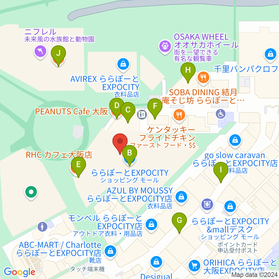 109シネマズ大阪エキスポシティ周辺のカフェ一覧地図